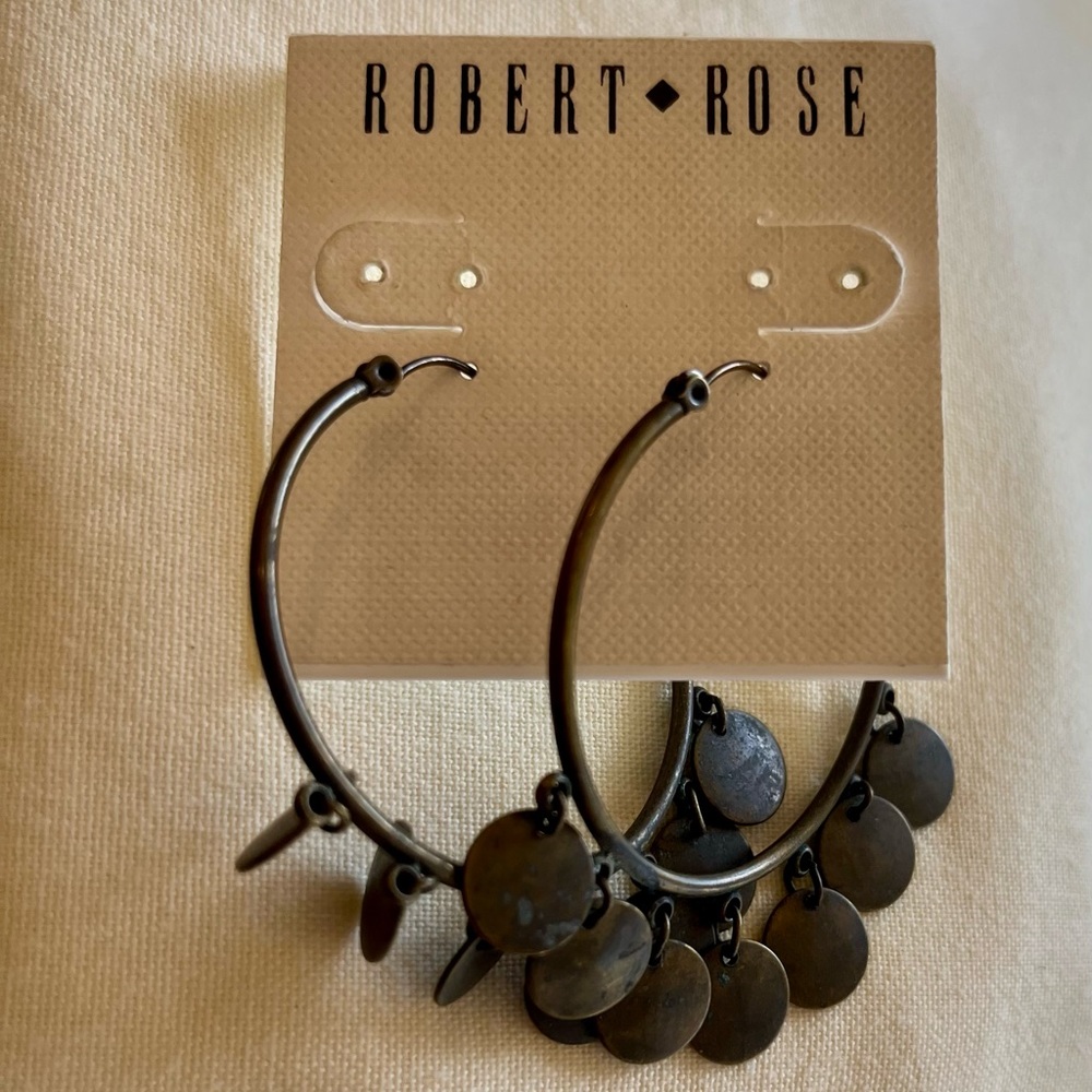 Vintage Robert Rose Hoop Earrings - Picture 10 of 16